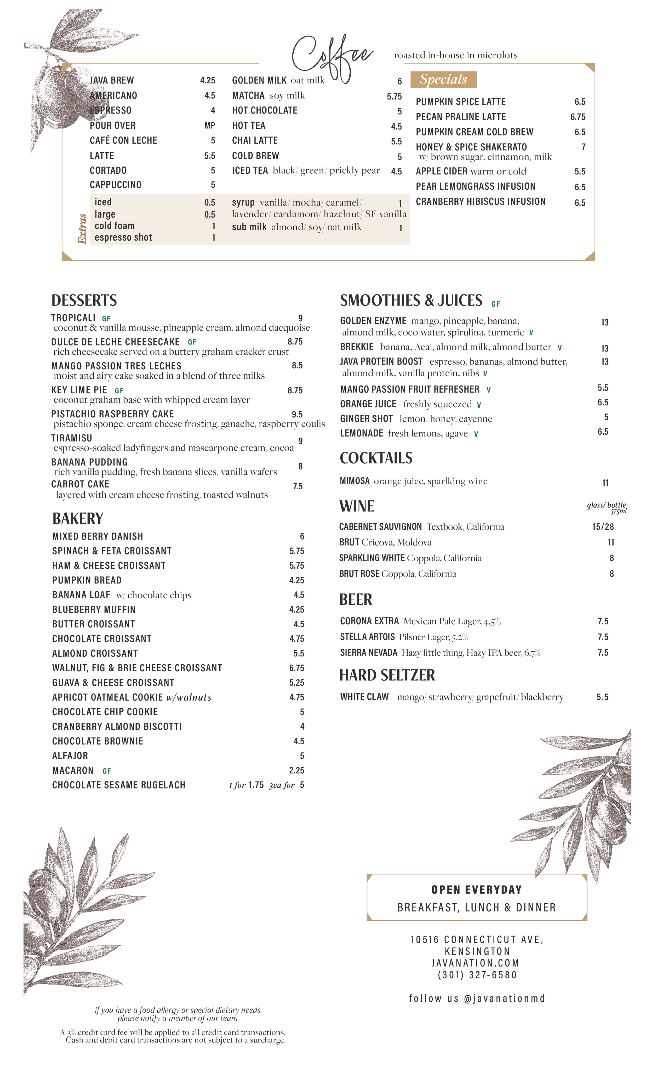 Kensington Menu Page 2