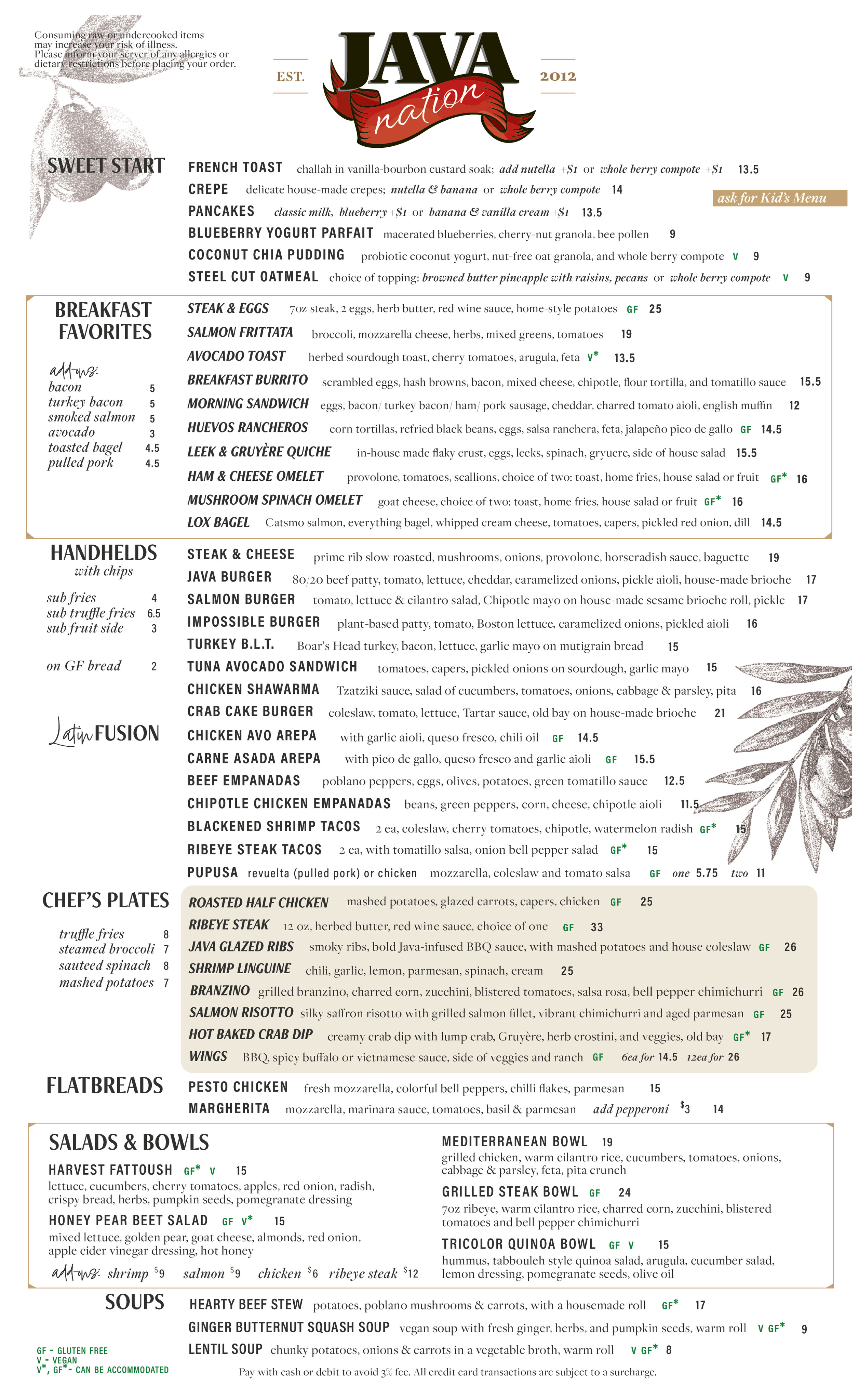 Kentlands Menu - Page 1