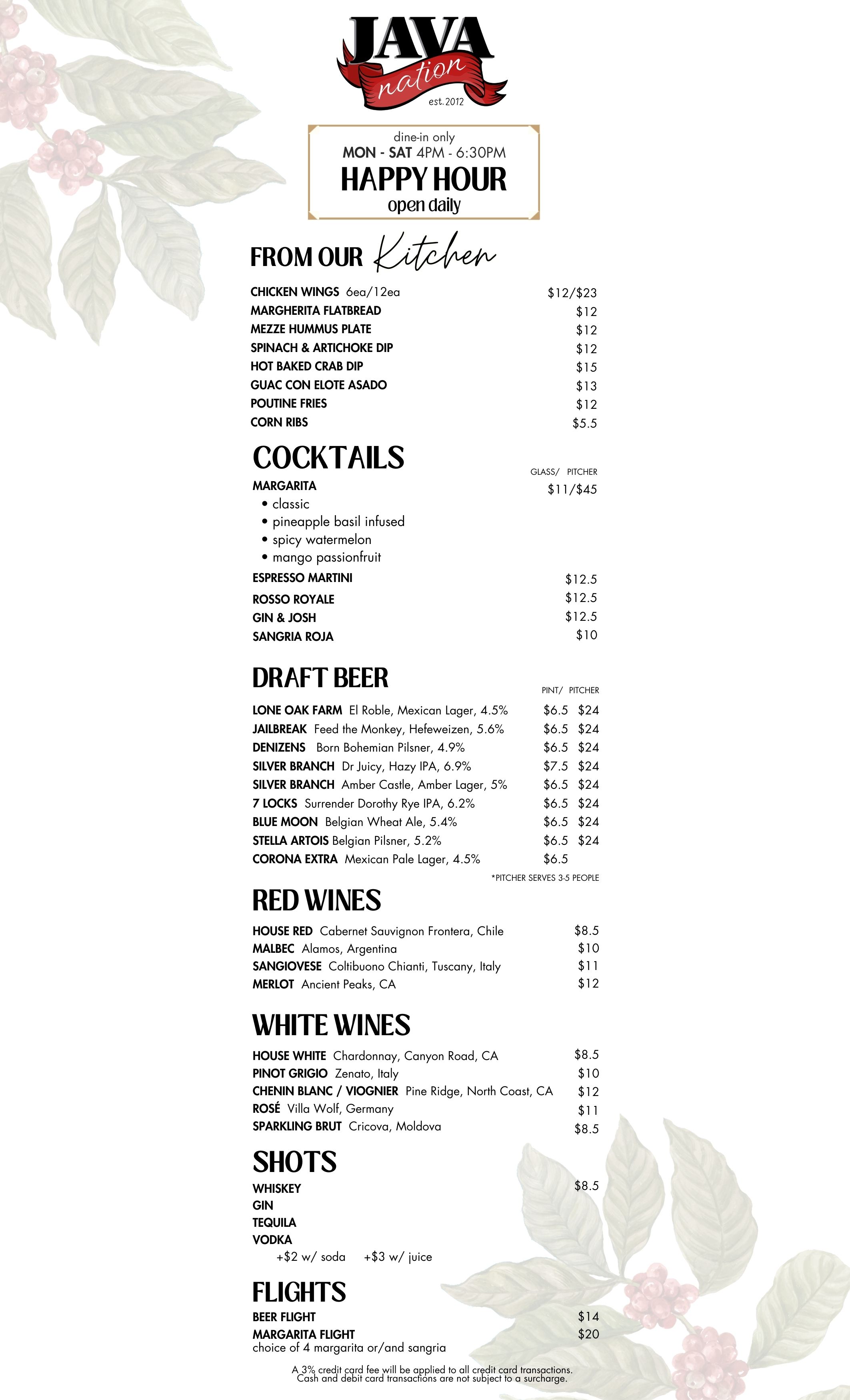 Happy Hour Menu