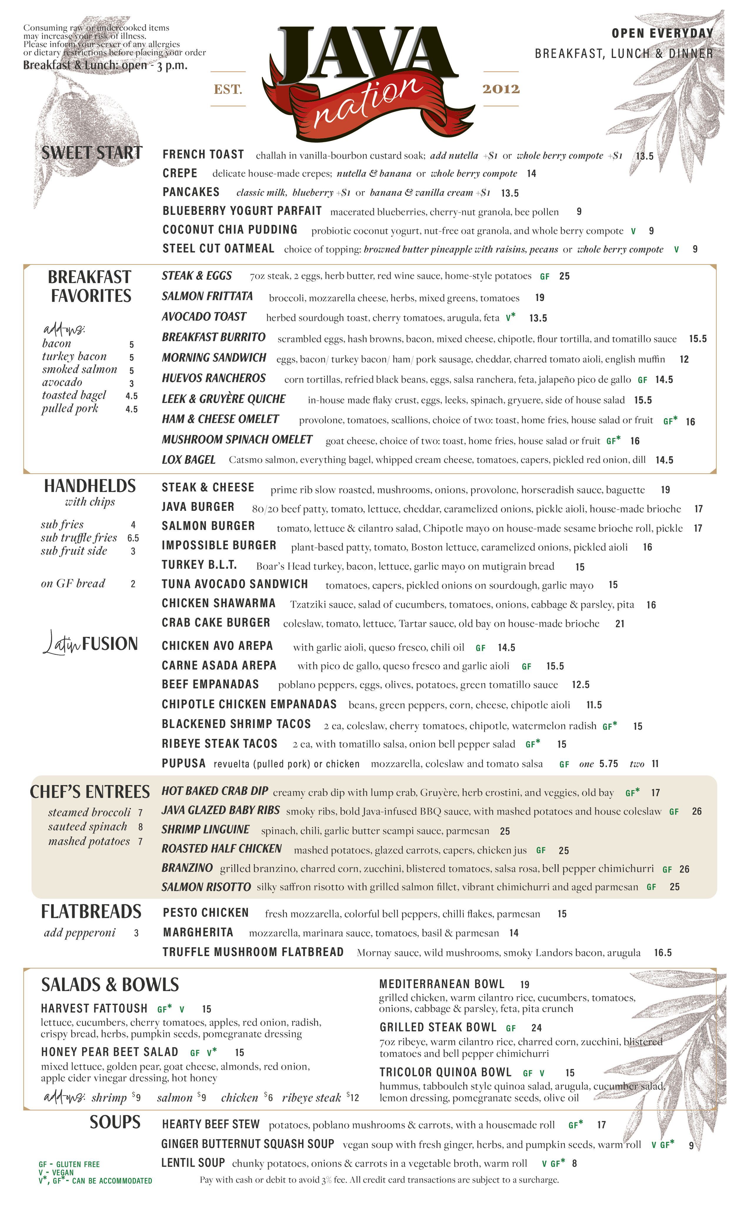Brunch Menu Page 1