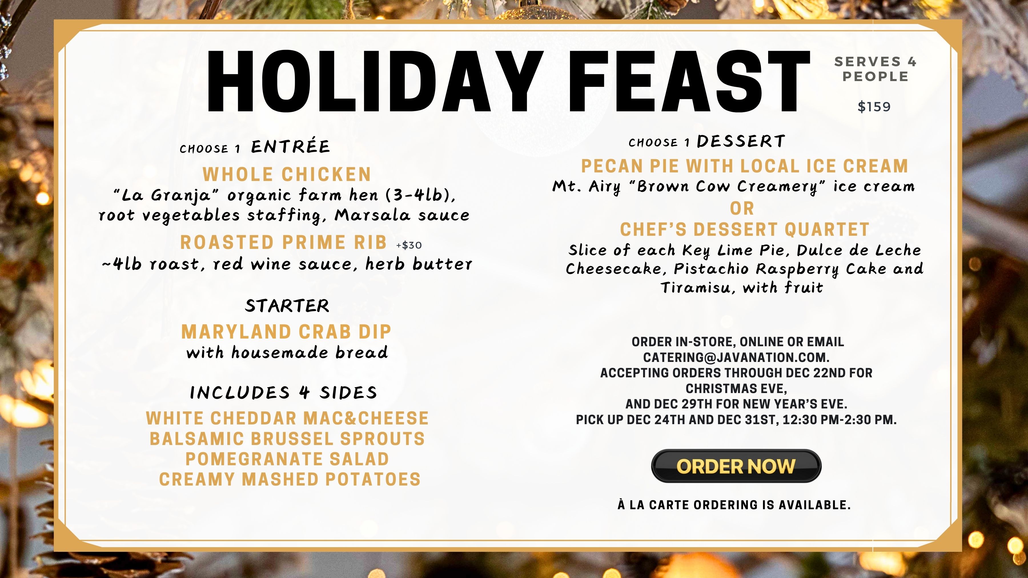 2024 Holiday Catering Menu